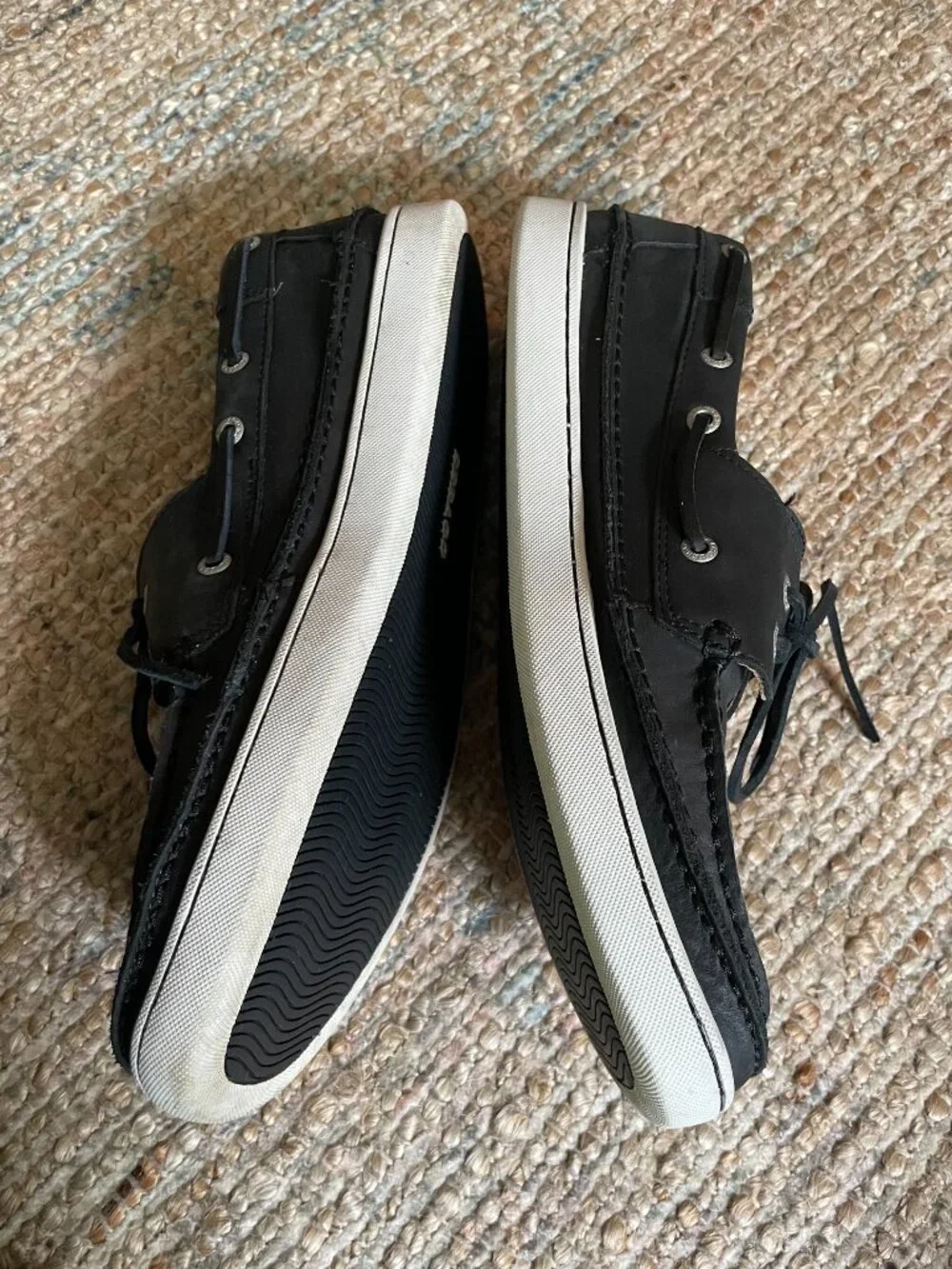 Sebago Men's Size US 10 UK 7.5 EUR 44 Black Leather Boat Deck Shoes